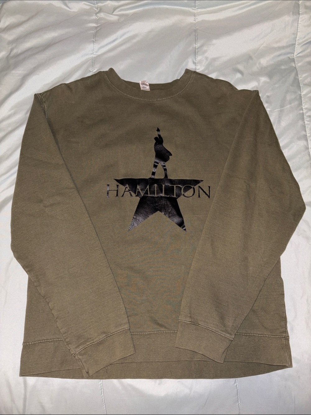Hamilton Olive Green Crewneck Sweater with Black Logo